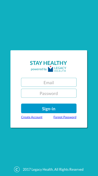Legacy Health Sign-in Screen